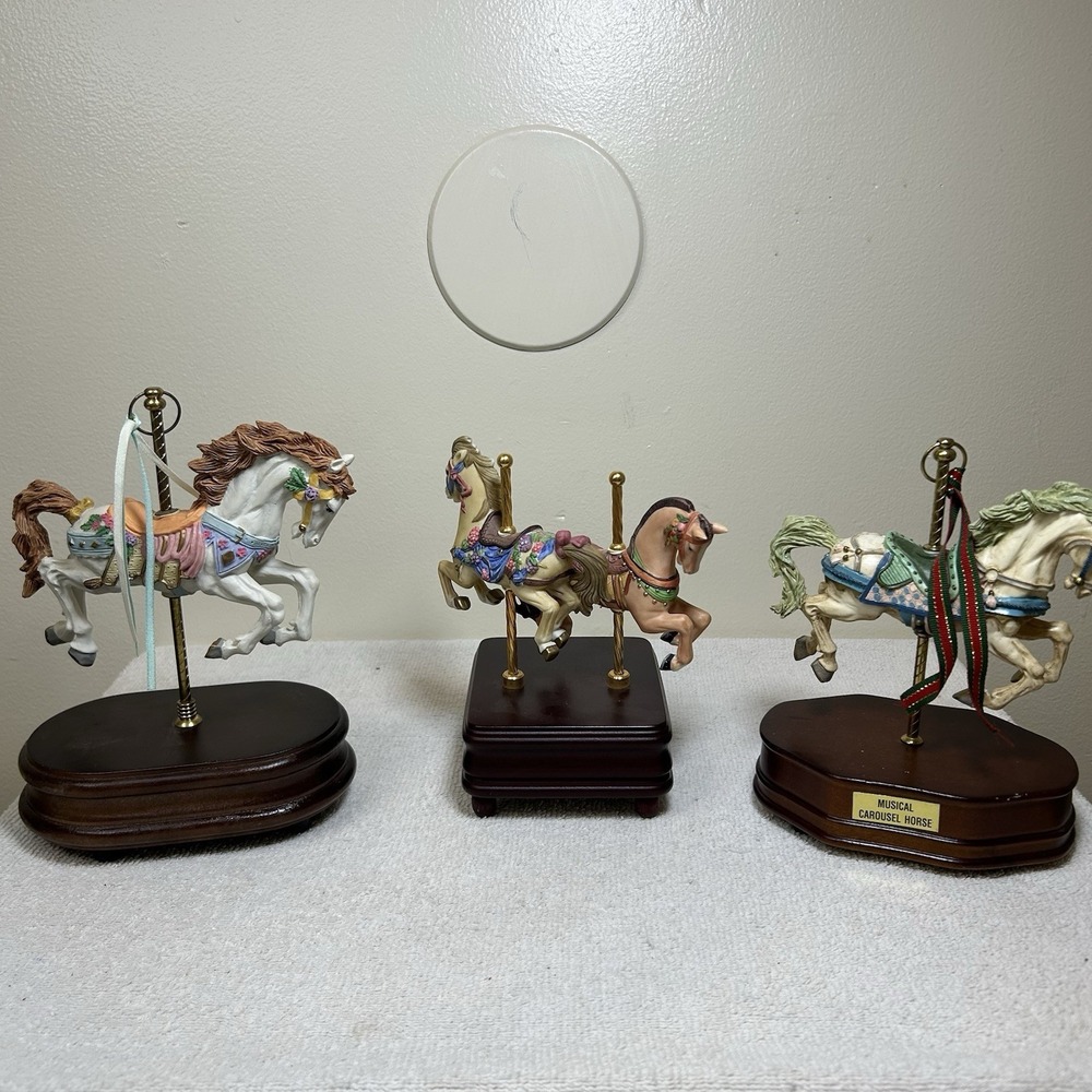 Vintage Horse Carousel Music Box (Lot Of 3 Tested)